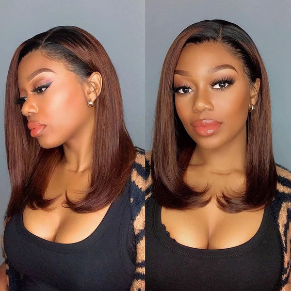 SUPER Pre-Plucked Custom Hairline Lace Ombre Brown Bob Wig