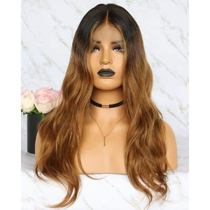 Ombre Brown Body Wave 13*6 Lace Front Straight Wigs