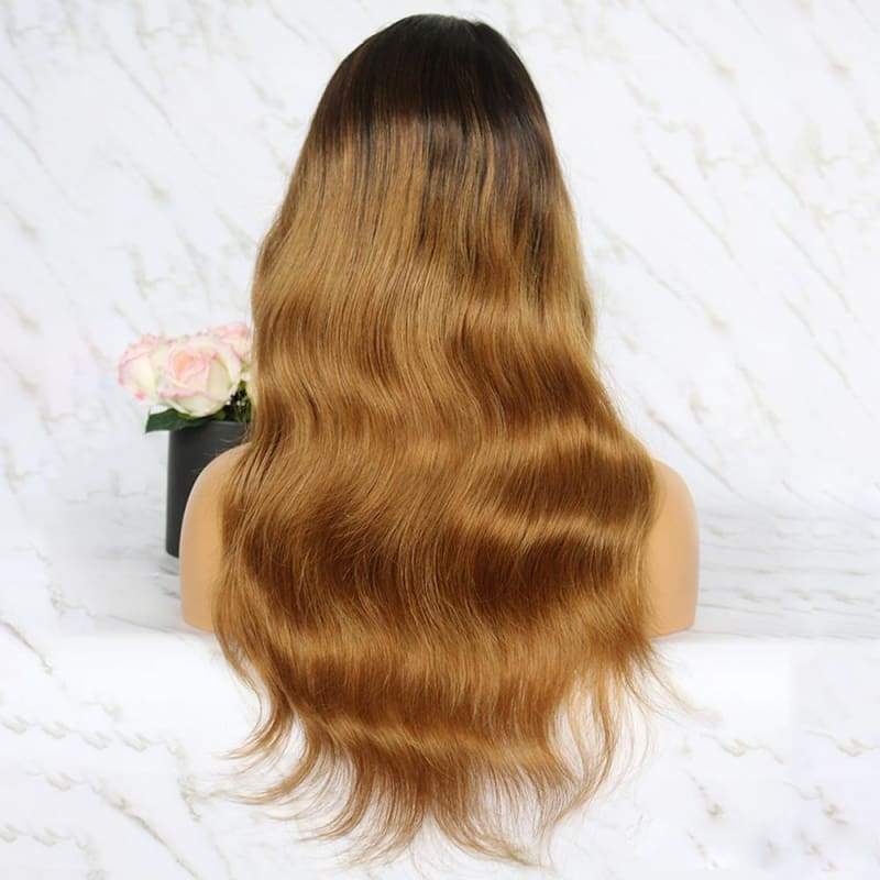 Ombre Brown Body Wave 13*6 Lace Front Straight Wigs