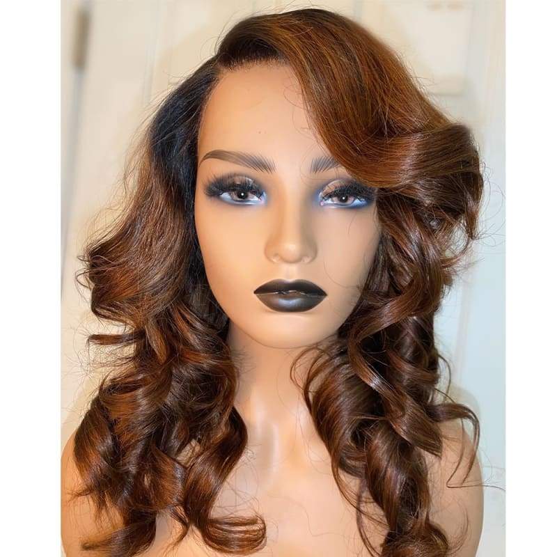 Ombre Chocolate Brown Straight 13*6 Lace Front Body Wave Wigs