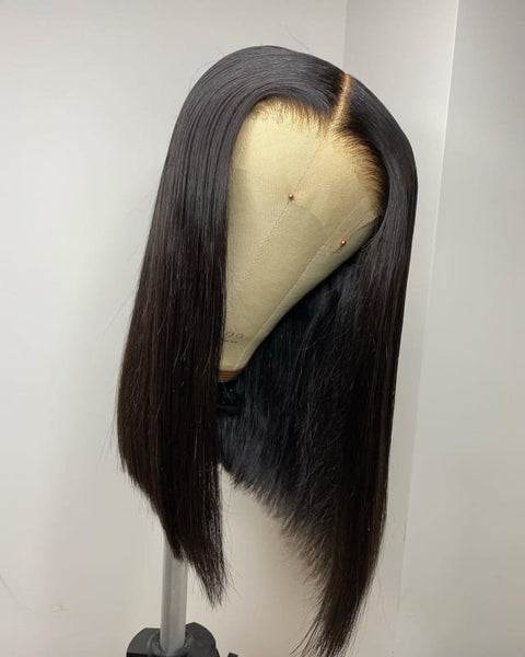 Silk Press Straight 360 Lace Frontal Pre-plucked Virgin Human Hair Bob Wig