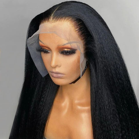 SUPER Pre-Plucked Custom Hairline Kinky Straight Lace Wig