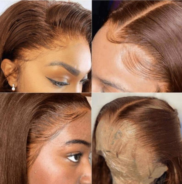 SUPER PRE-PLUCKED INVISIBLE SCALP BROWN LACE WIG With Fake Scalp Option