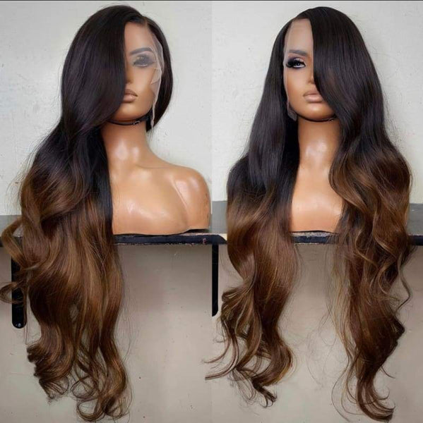 SUPER Pre-Plucked Custom Hairline Lace Wig Ombre Brown