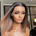 SUPER Pre-Plucked Custom Hairline Lace Ombre Brown Bob Wig
