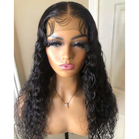Water Wave 5*5 Swiss Lace Closure Wig Fake Scalp